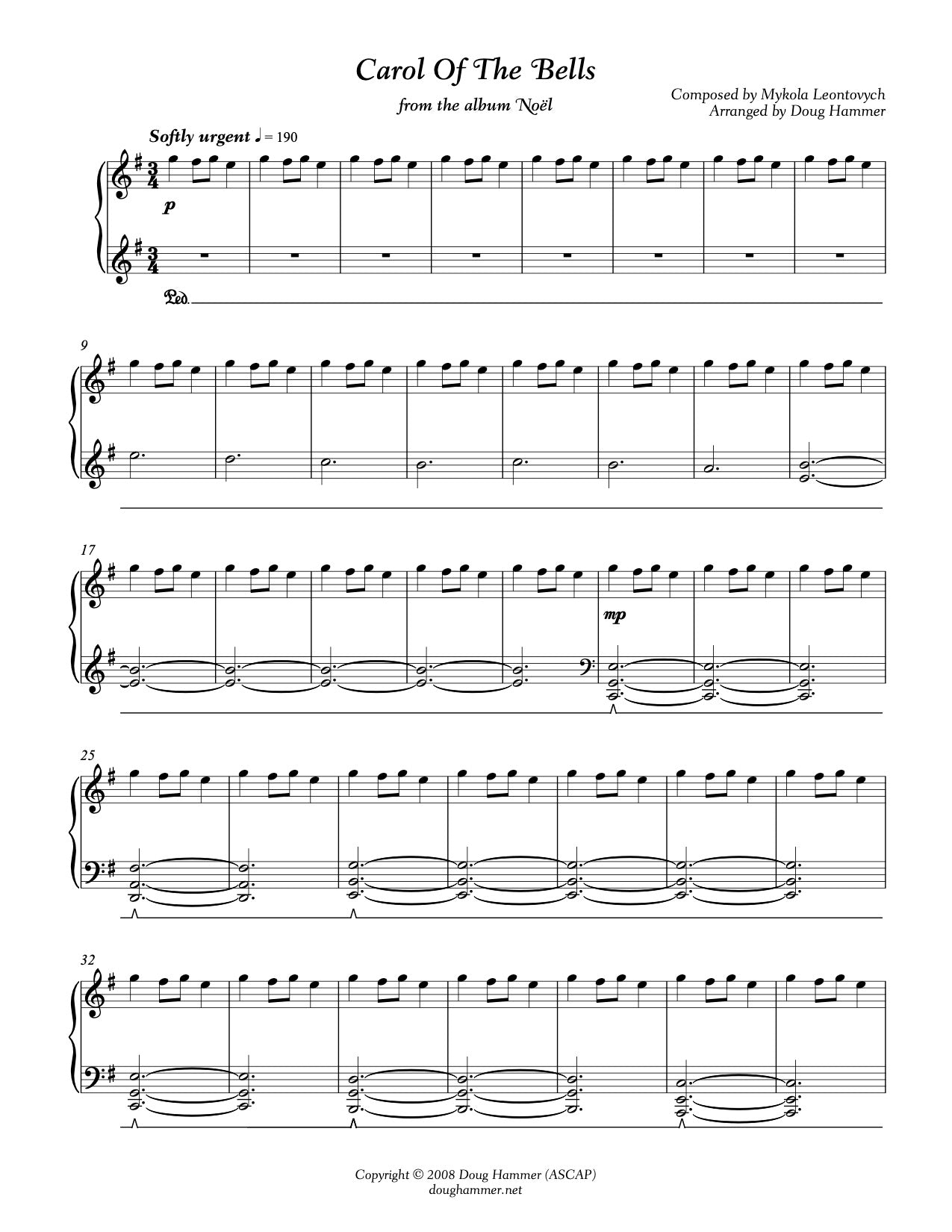 Carol Of The Bells Sheet Music