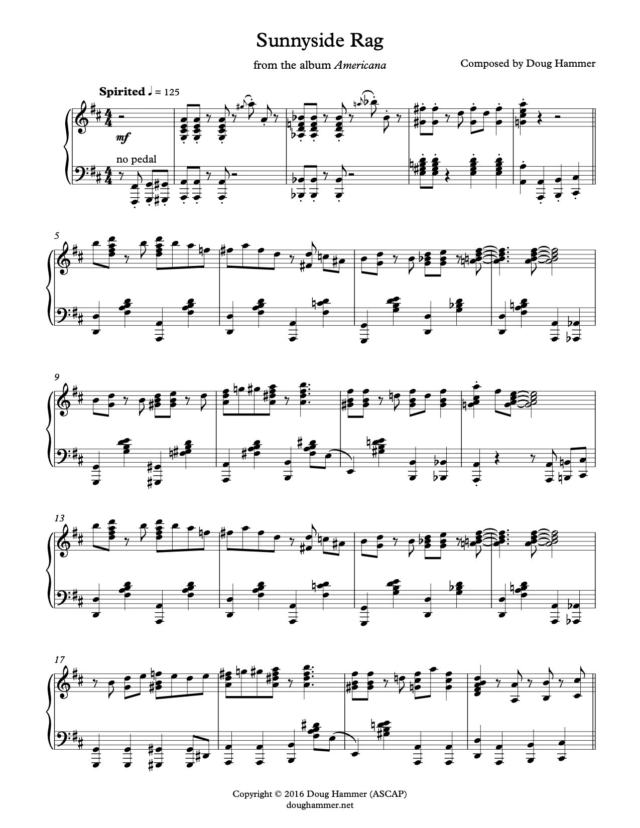 Sunnyside Rag – Doug Hammer Music